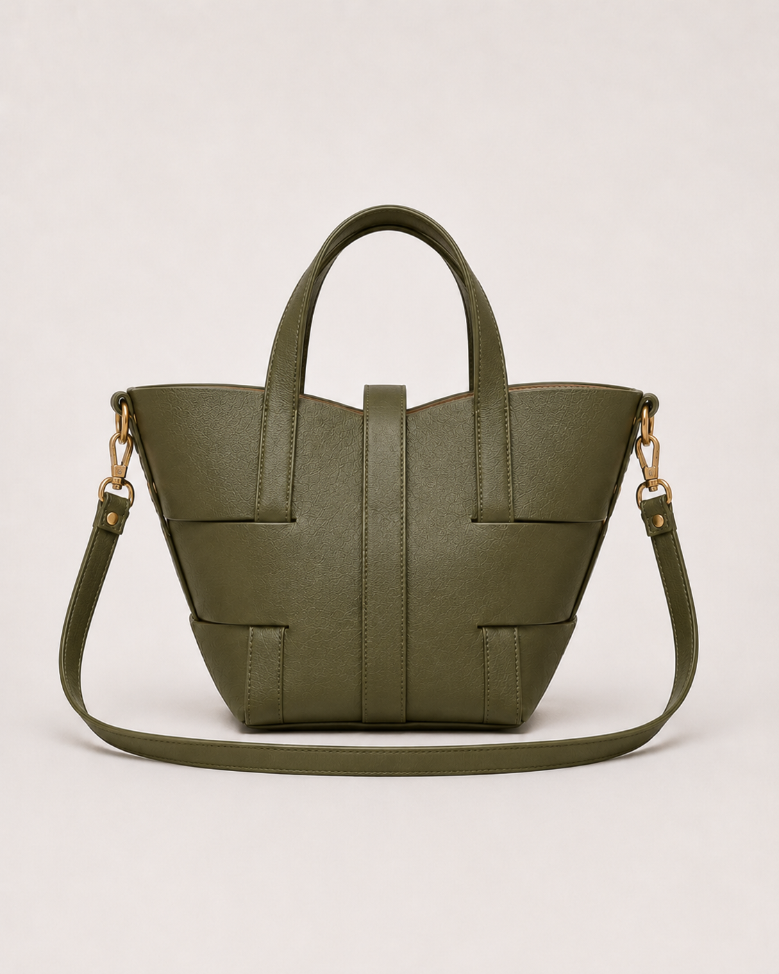 Cesta 26 de piel verde oliva, vista trasera#Color_Verde oliva