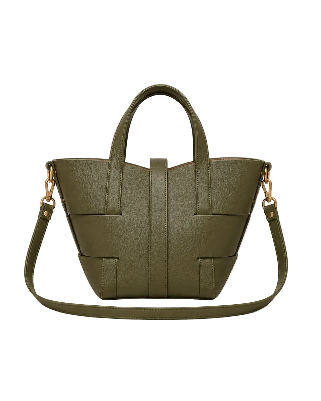 Cesta 26 de piel verde oliva, vista trasera#Color_Verde oliva