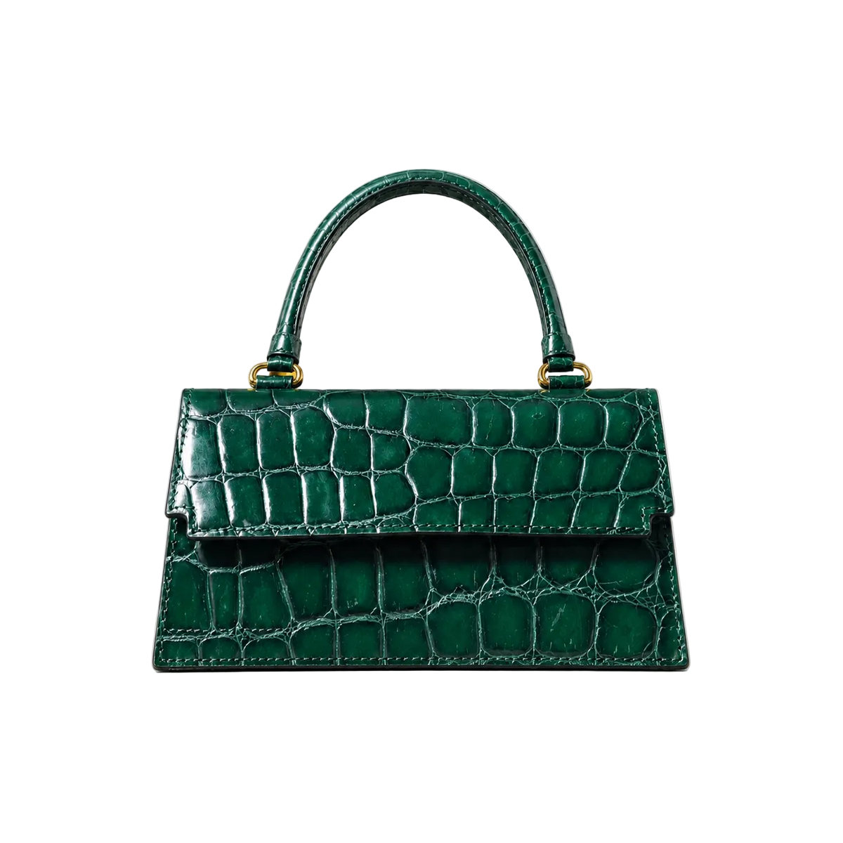 Esmeralda Top Handle de piel coco verde, vista frontal