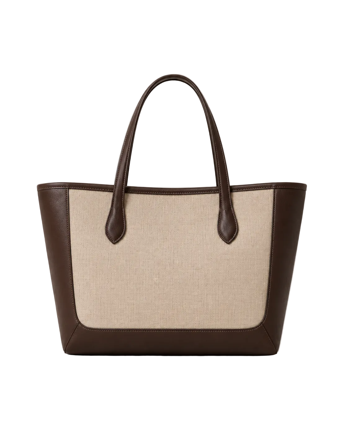Lino de canva beige y piel chocolate, vista frontal#Color_Chocolate/Beige