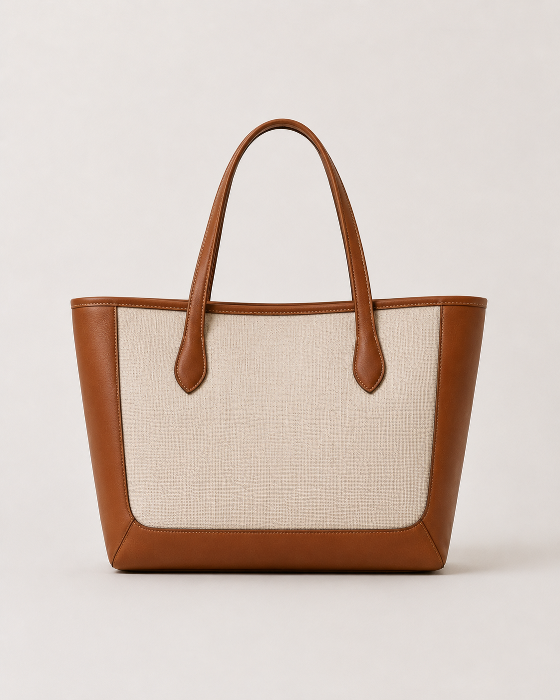 Lino de canva beige y piel color cuero, vista frontal#Color_Cuero/Beige
