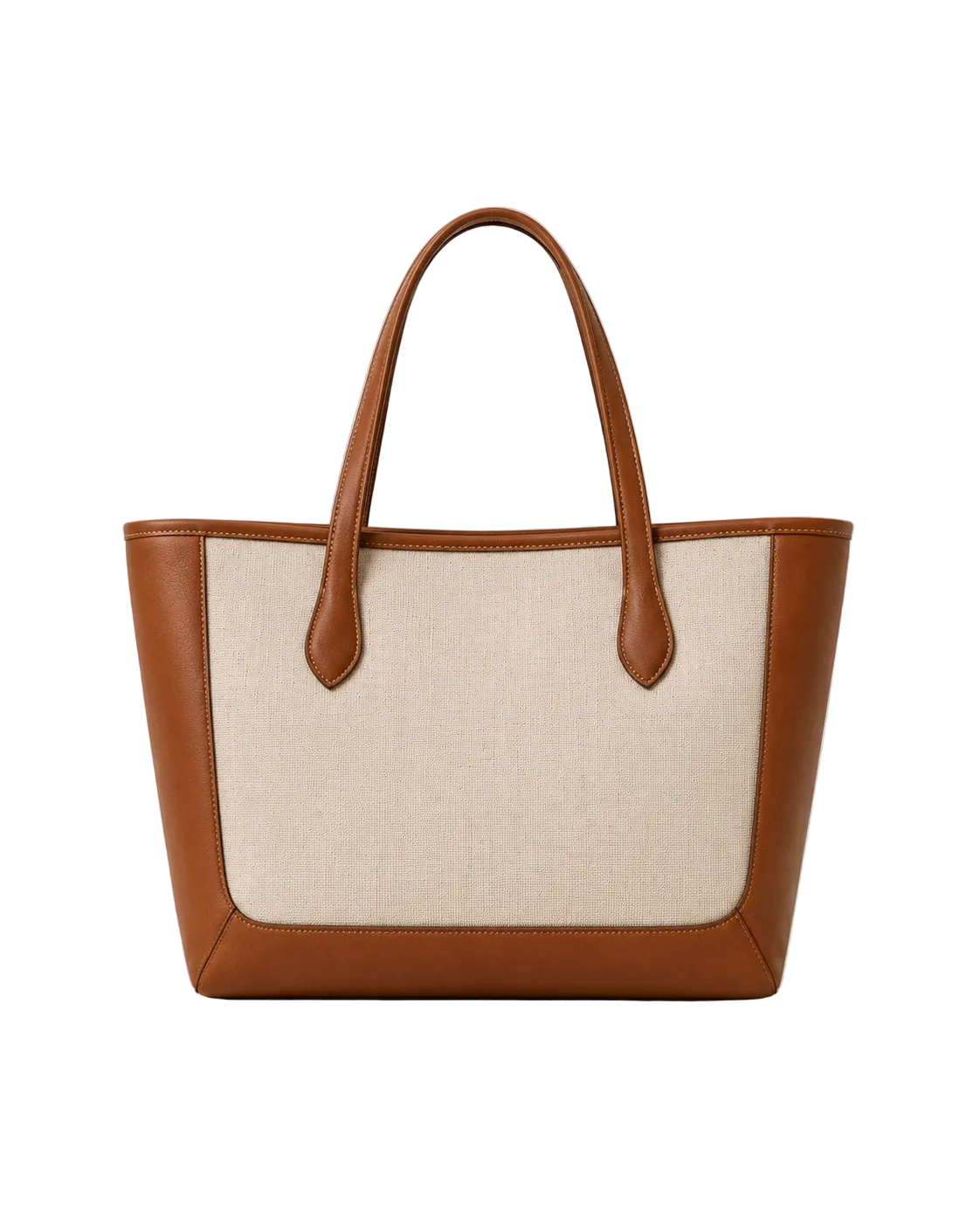 Lino de canva beige y piel color cuero, vista frontal#Color_Cuero/Beige
