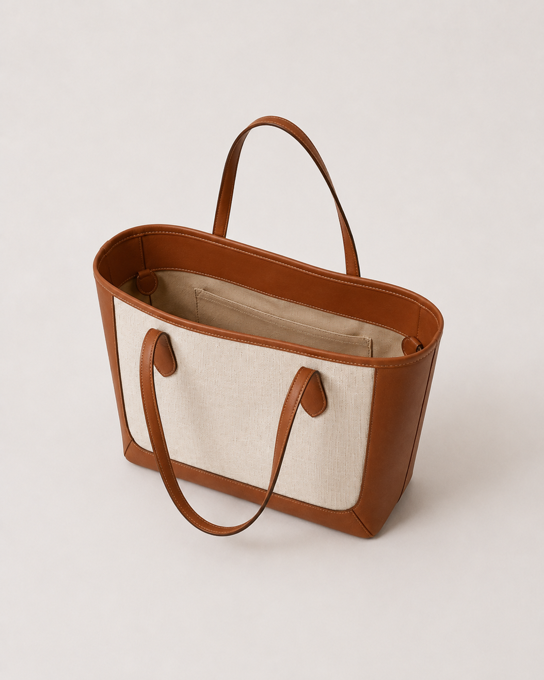 Lino de canva beige y piel color cuero, interior#Color_Cuero/Beige