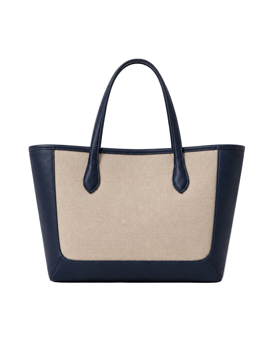 Lino de canva beige y piel azul marino, vista frontal#Color_Azul marino/Beige