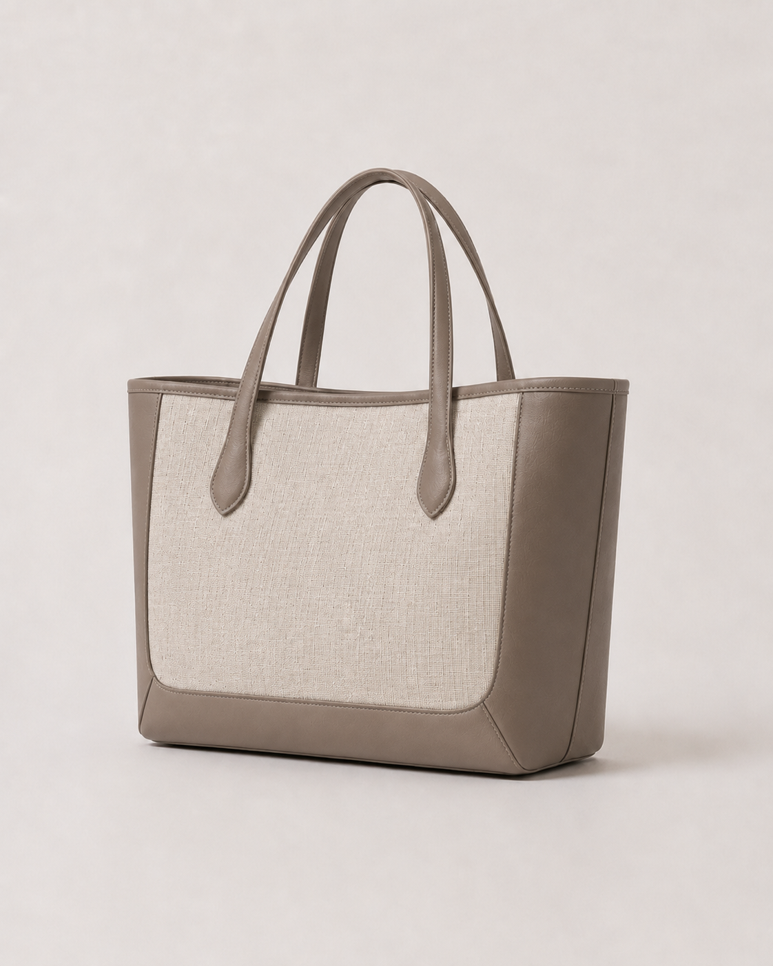 Lino de canva beige y piel taupe, vista tres cuartos#Color_Taupe/Beige