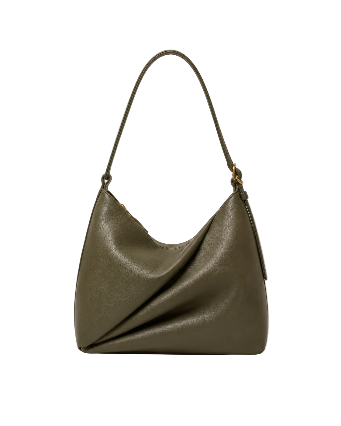 Bolso CHAGOM Pliegue de piel verde oliva, vista frontal