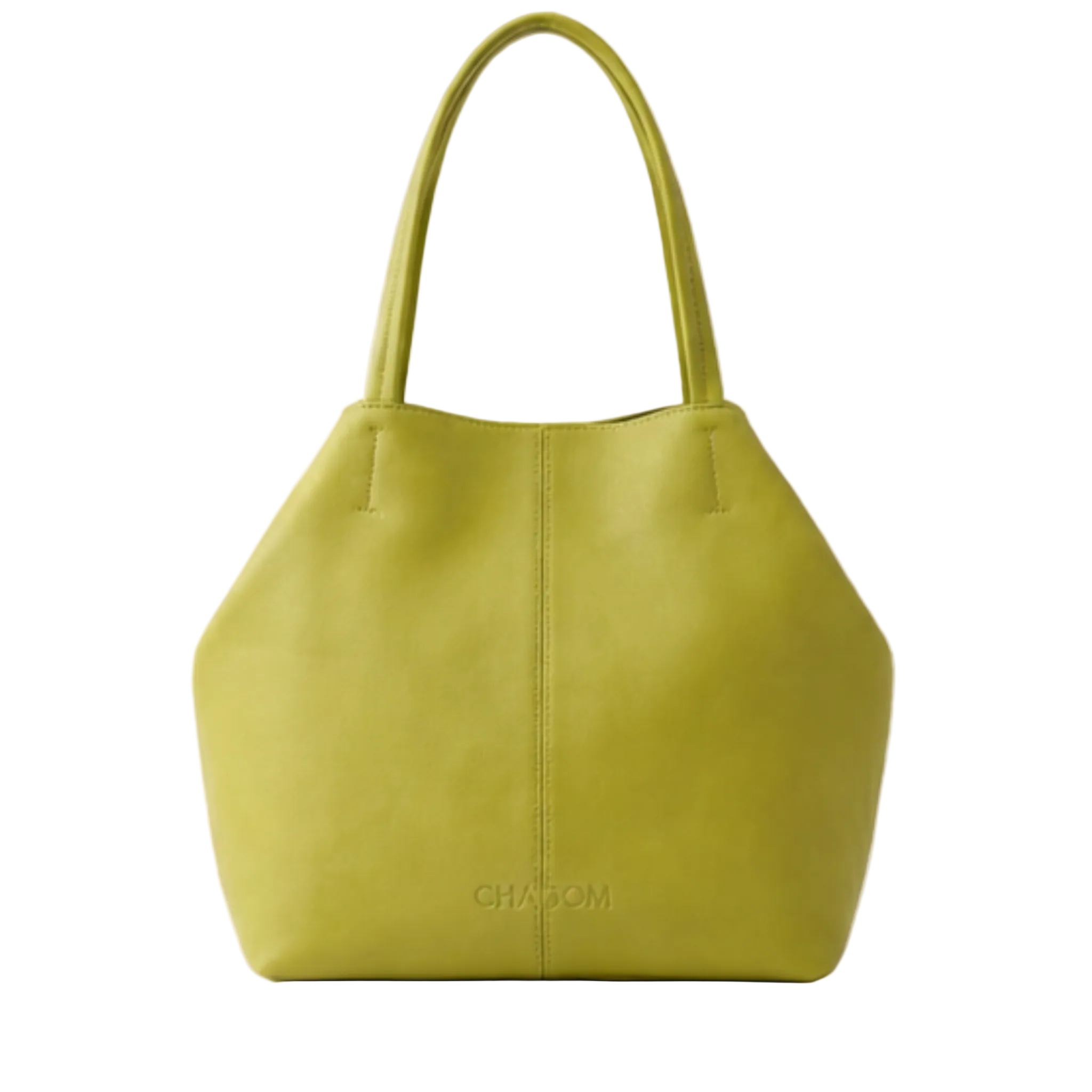 Shopper CHAGOM de piel verde lima, vista frontal