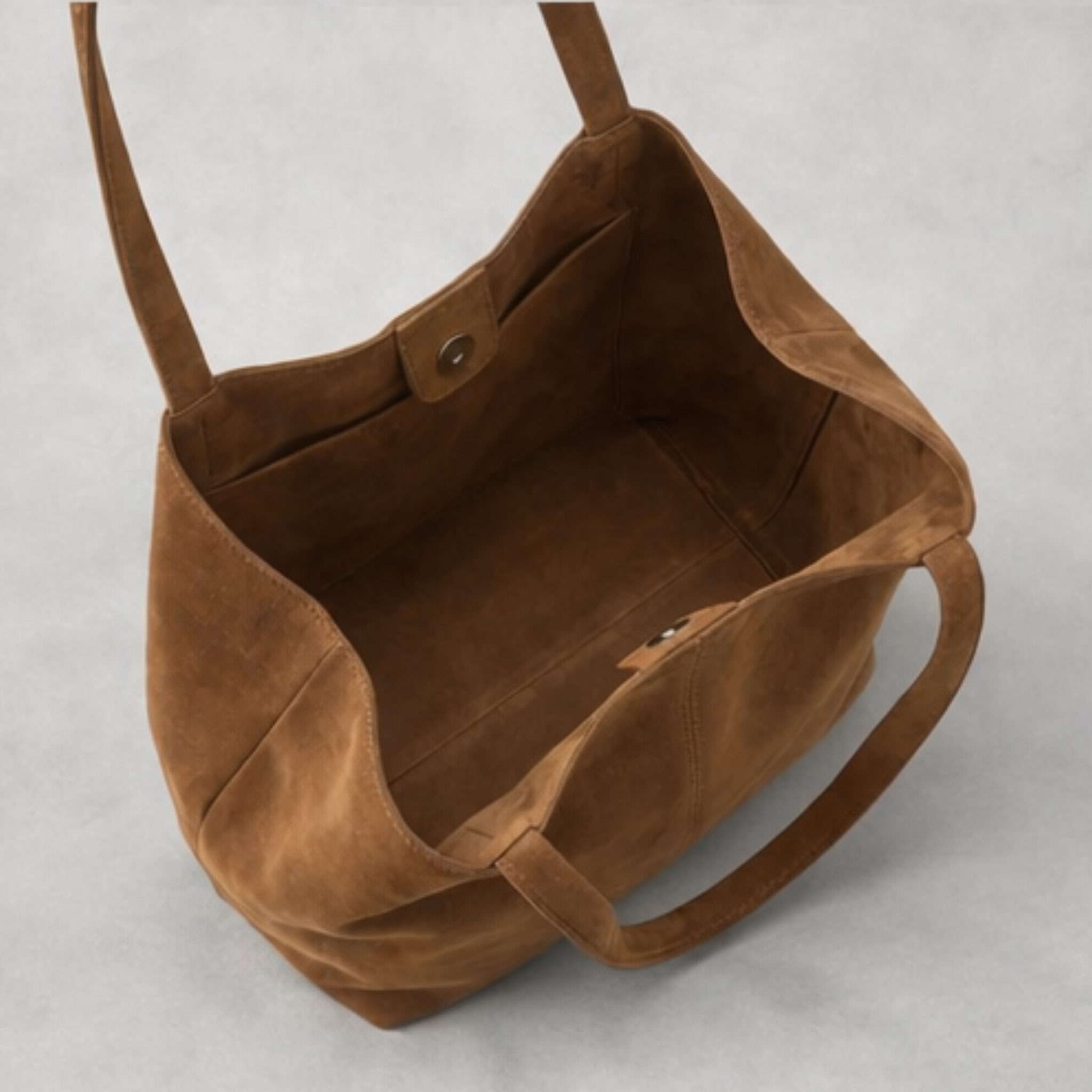 Interior del shopper CHAGOM de serraje marrón