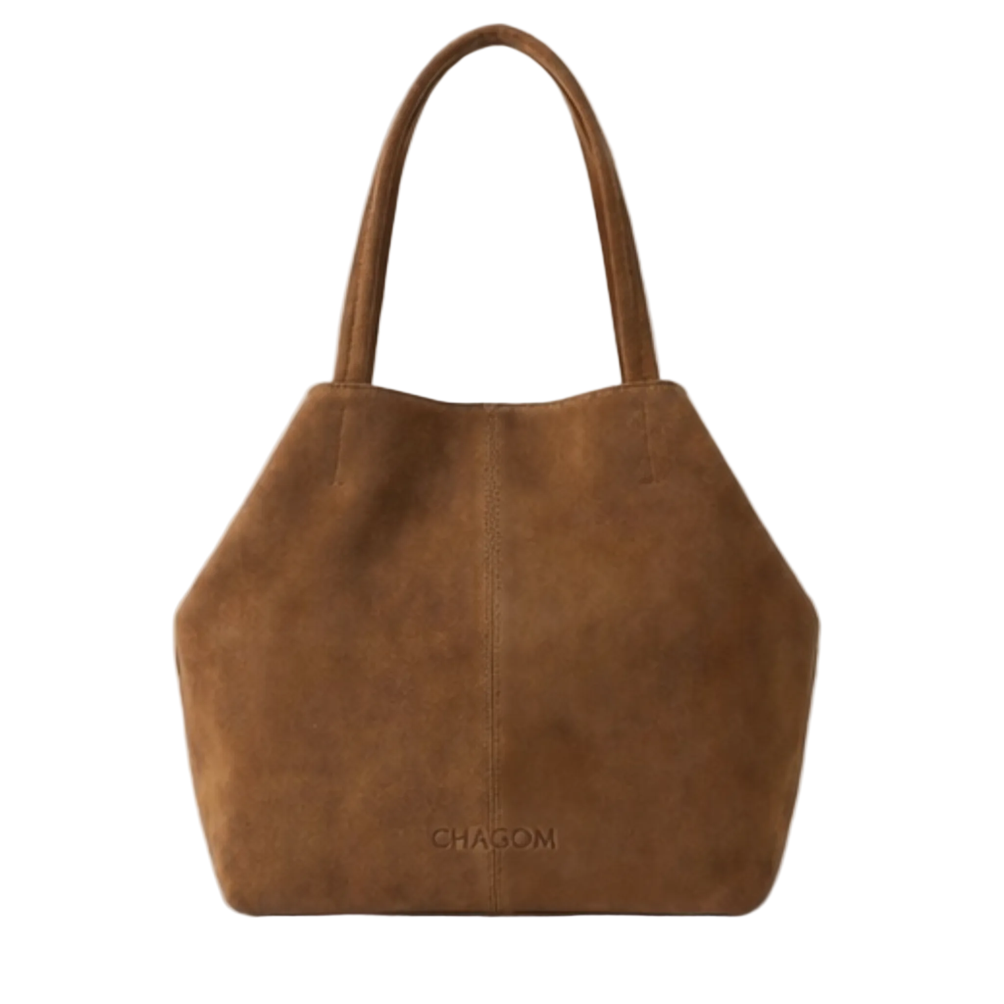 Shopper CHAGOM de serraje marrón, vista frontal