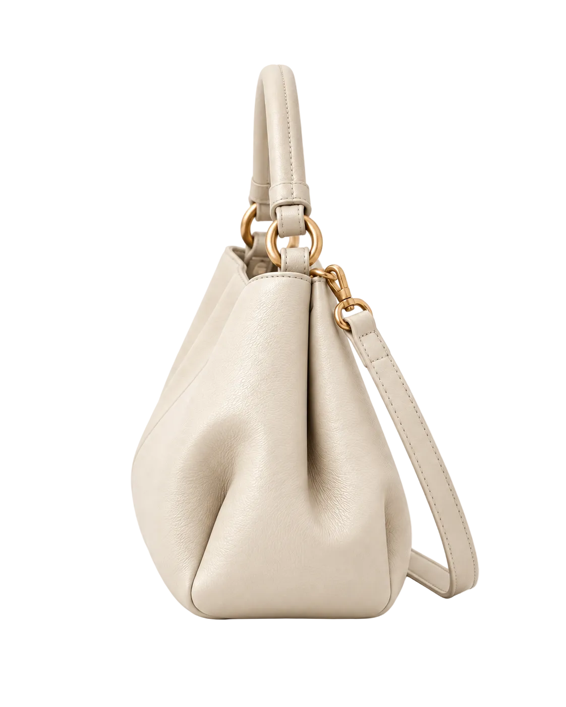 Bolso de hombro de piel ETER color marfil de CHAGOM, vista lateral#Color_Marfil