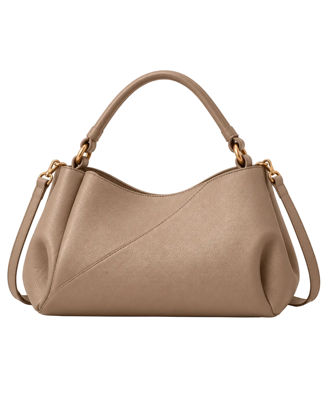 Bolso de hombro de piel ETER color taupe de CHAGOM, vista frontal recta#Color_Taupe
