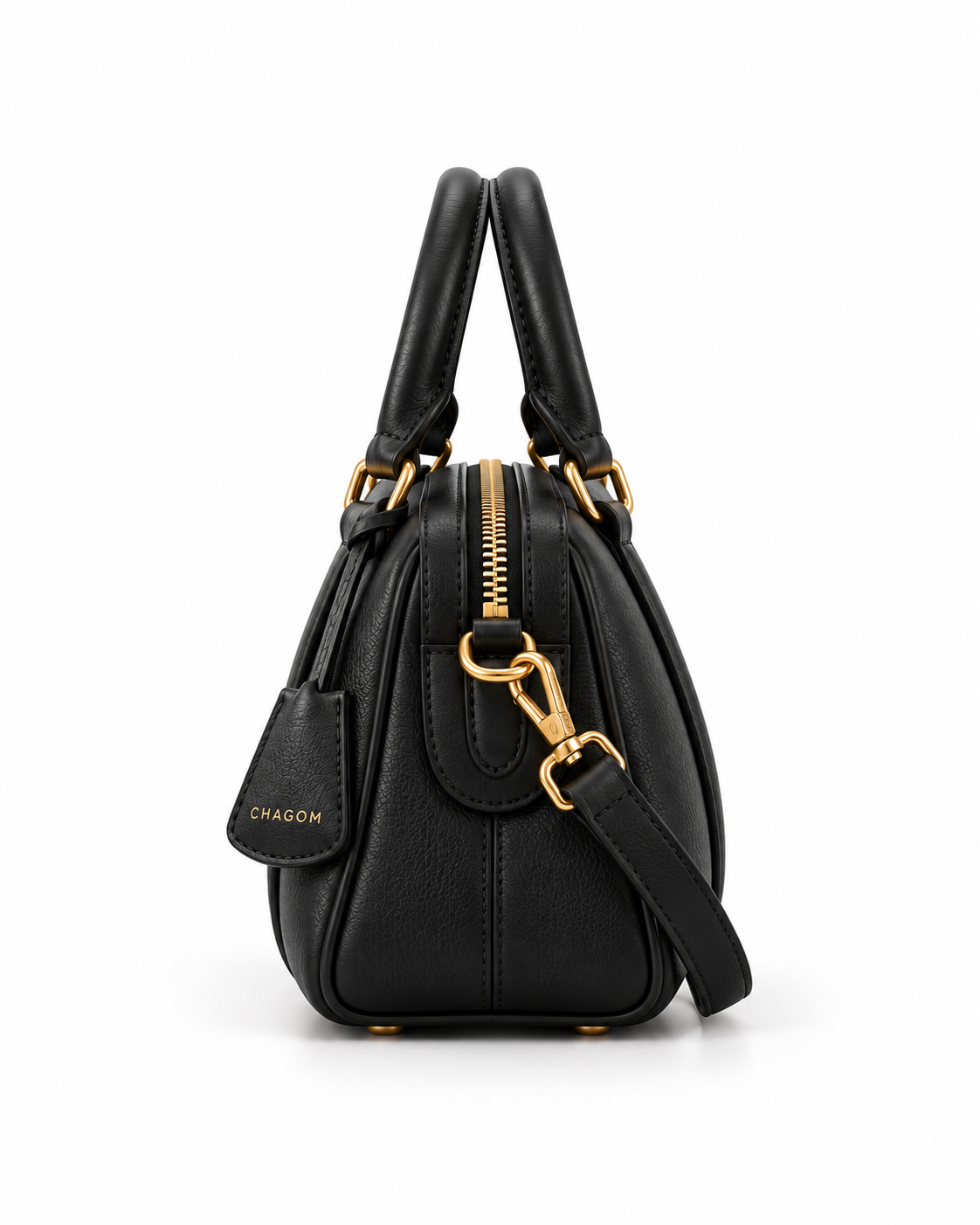 Bolso de mano de piel PÓRTICO color negro de CHAGOM, vista lateral#Color_Negro