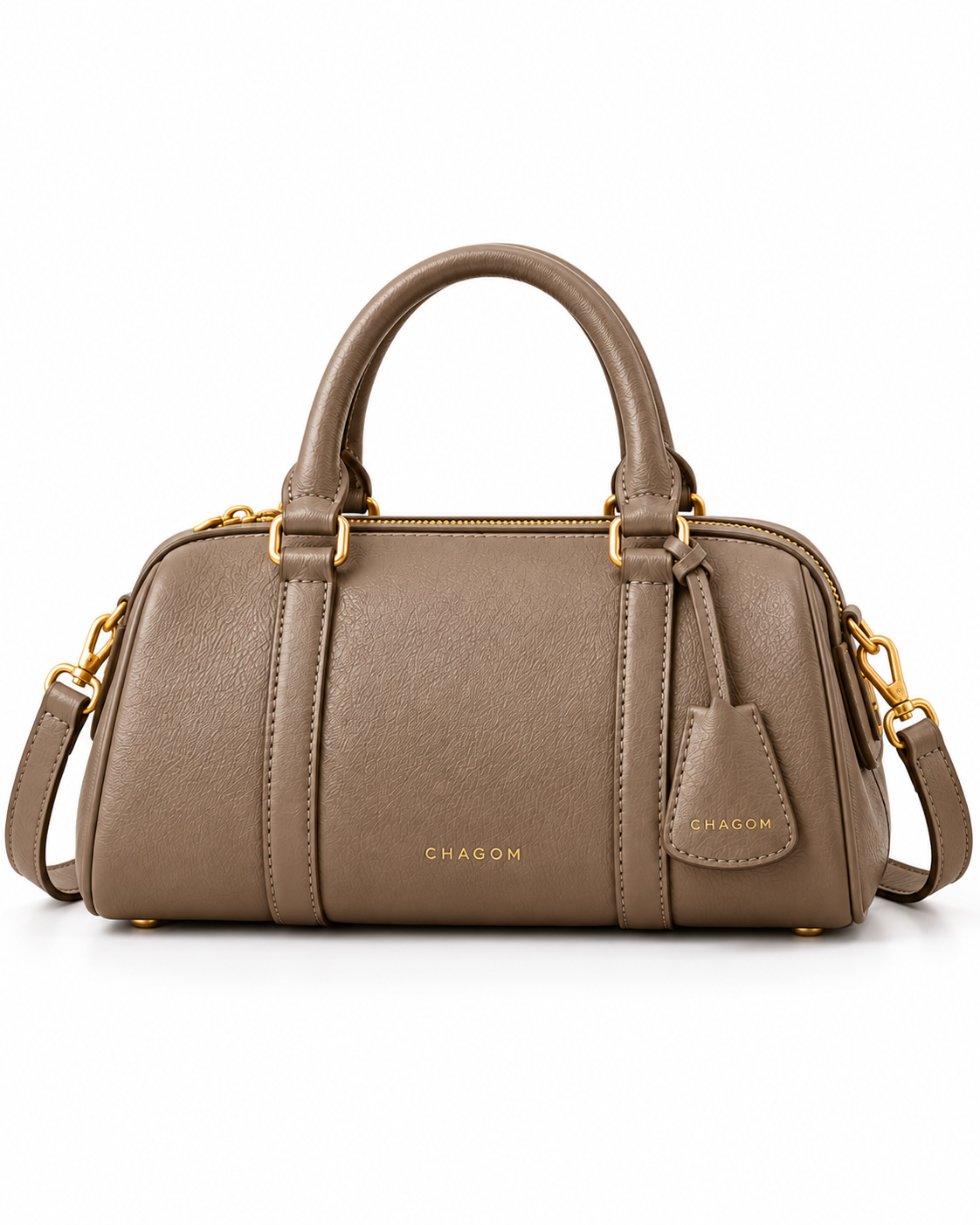 Bolso de mano de piel PÓRTICO color taupe de CHAGOM, vista frontal#Color_Taupe