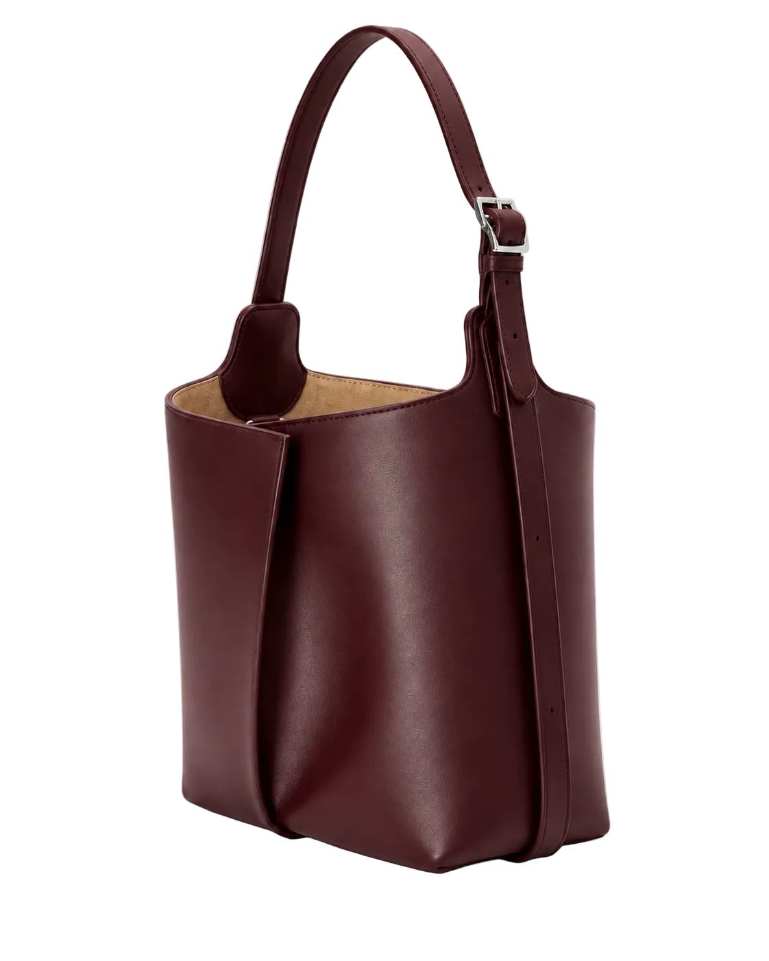 Bolso de piel CHAGOM VELA 26 color burdeos, vista frontal, hecho en Ubrique#Color_Burdeos