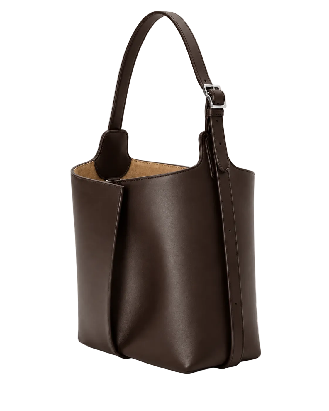 Bolso de piel CHAGOM VELA 26 color chocolate, vista frontal, hecho en Ubrique#Color_Chocolate