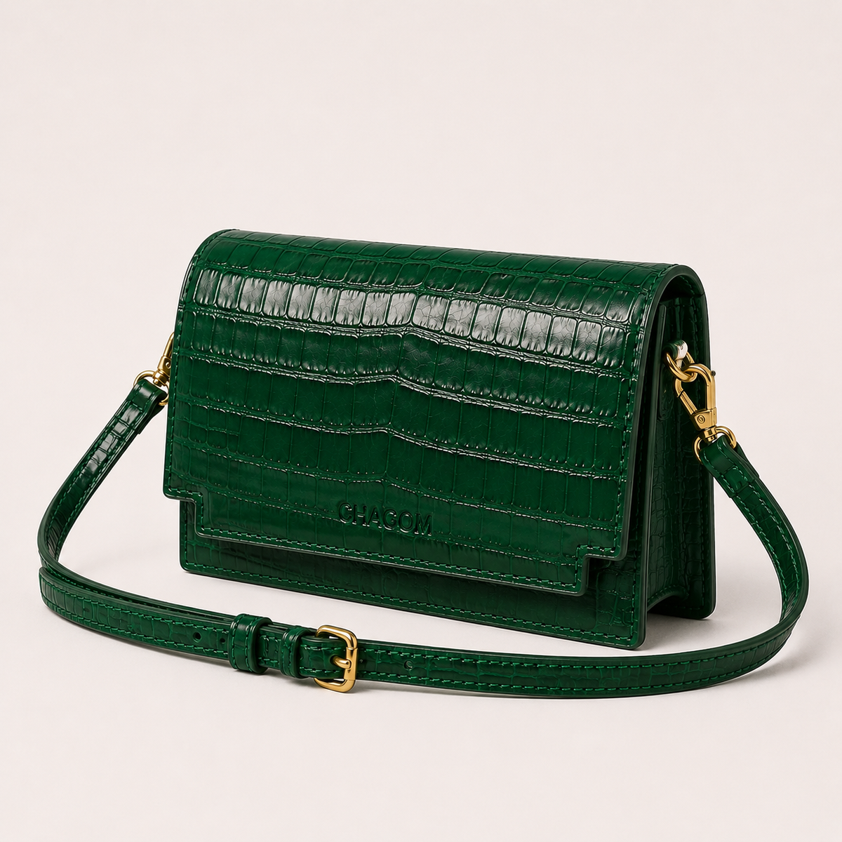 Esmeralda Mini Bandolera de piel coco verde
