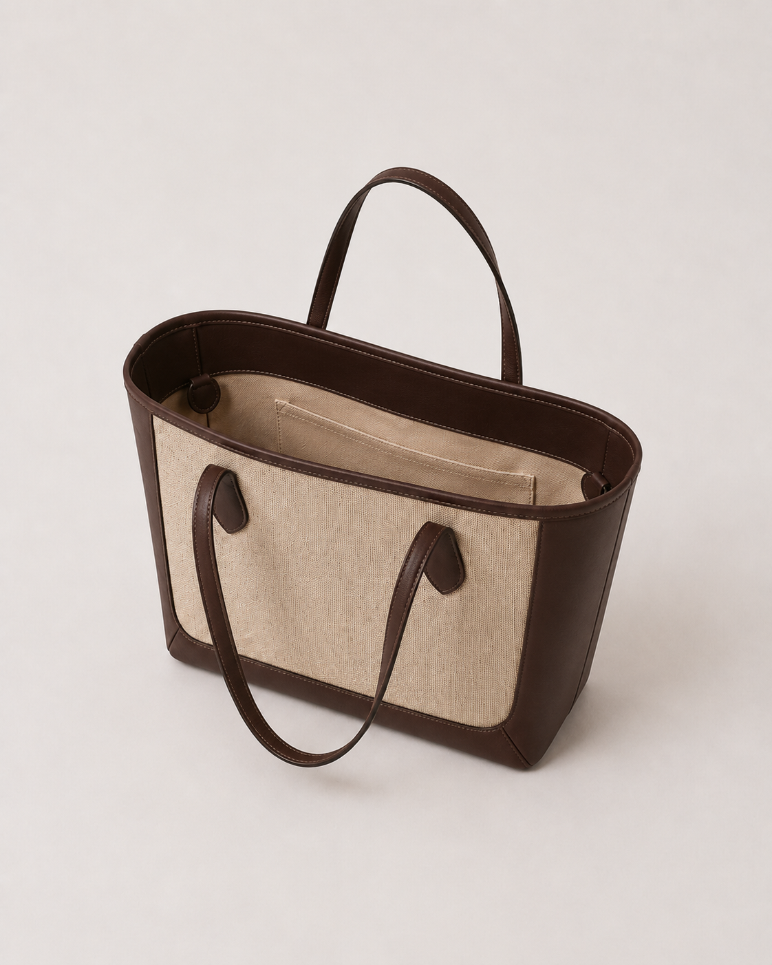 Lino de canva beige y piel chocolate, interior#Color_Chocolate/Beige
