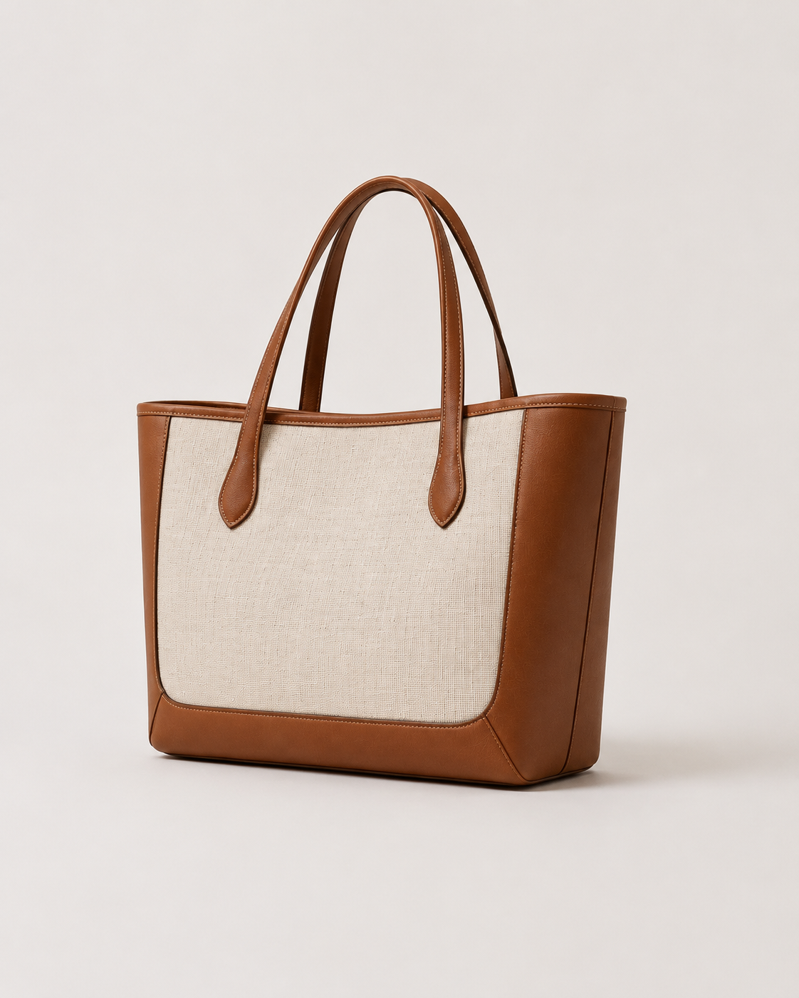 Lino de canva beige y piel color cuero, vista lateral#Color_Cuero/Beige