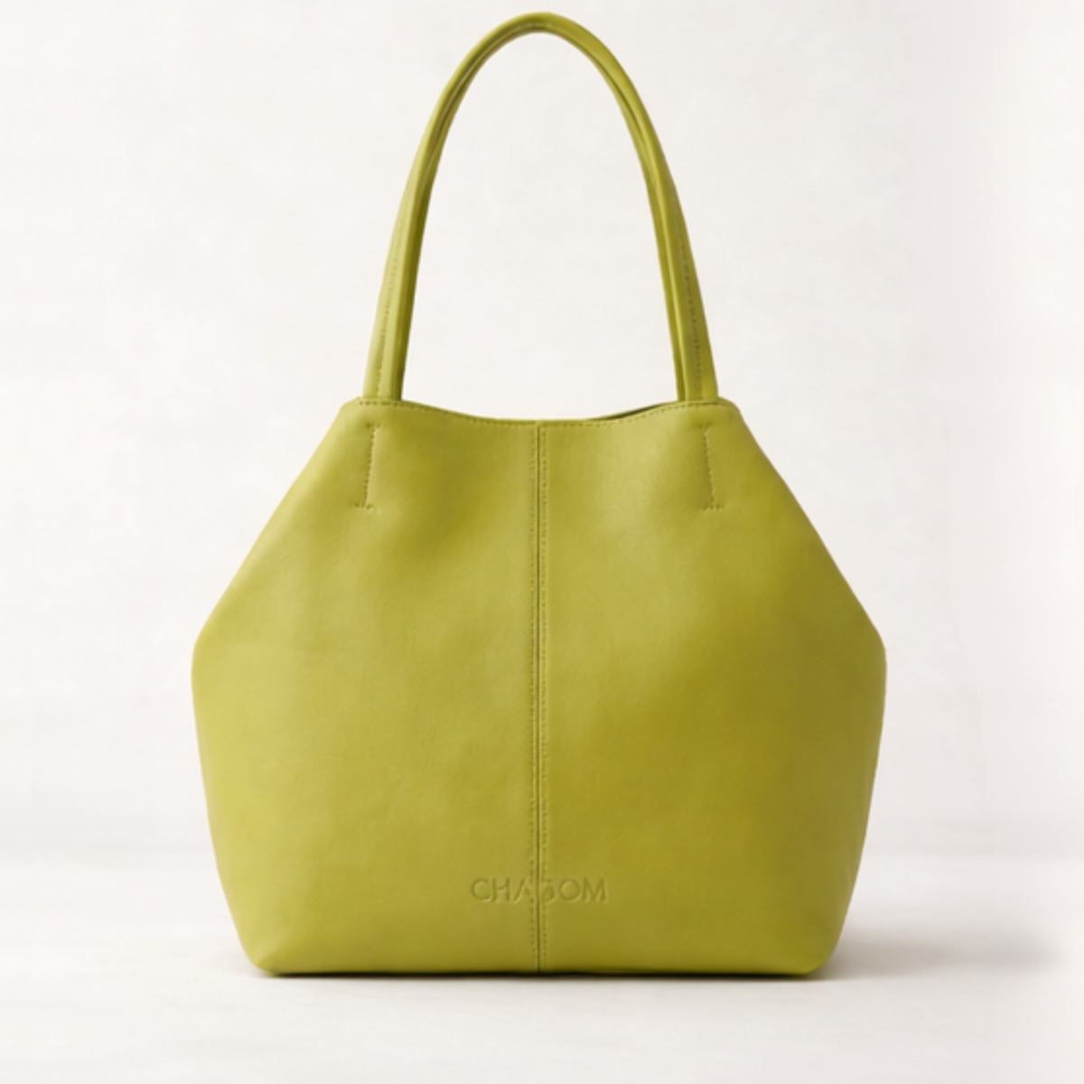 Shopper CHAGOM de piel verde lima, vista frontal