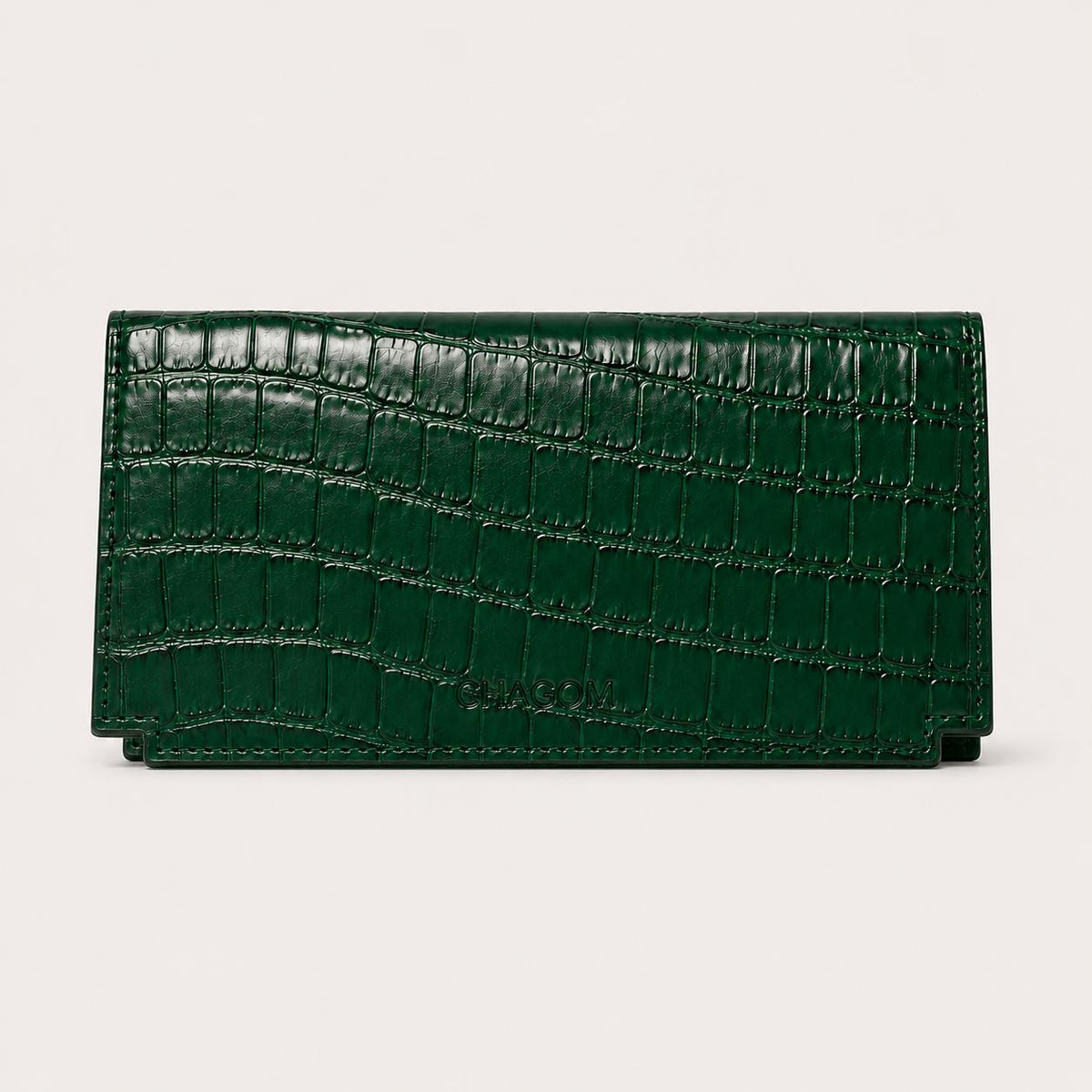 Esmeralda Clutch de piel coco verde, vista frontal