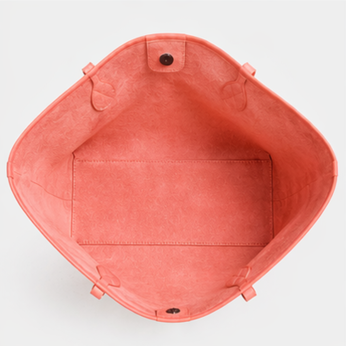 Interior sin forro de ORIGEN tote de piel coral#Color_Coral