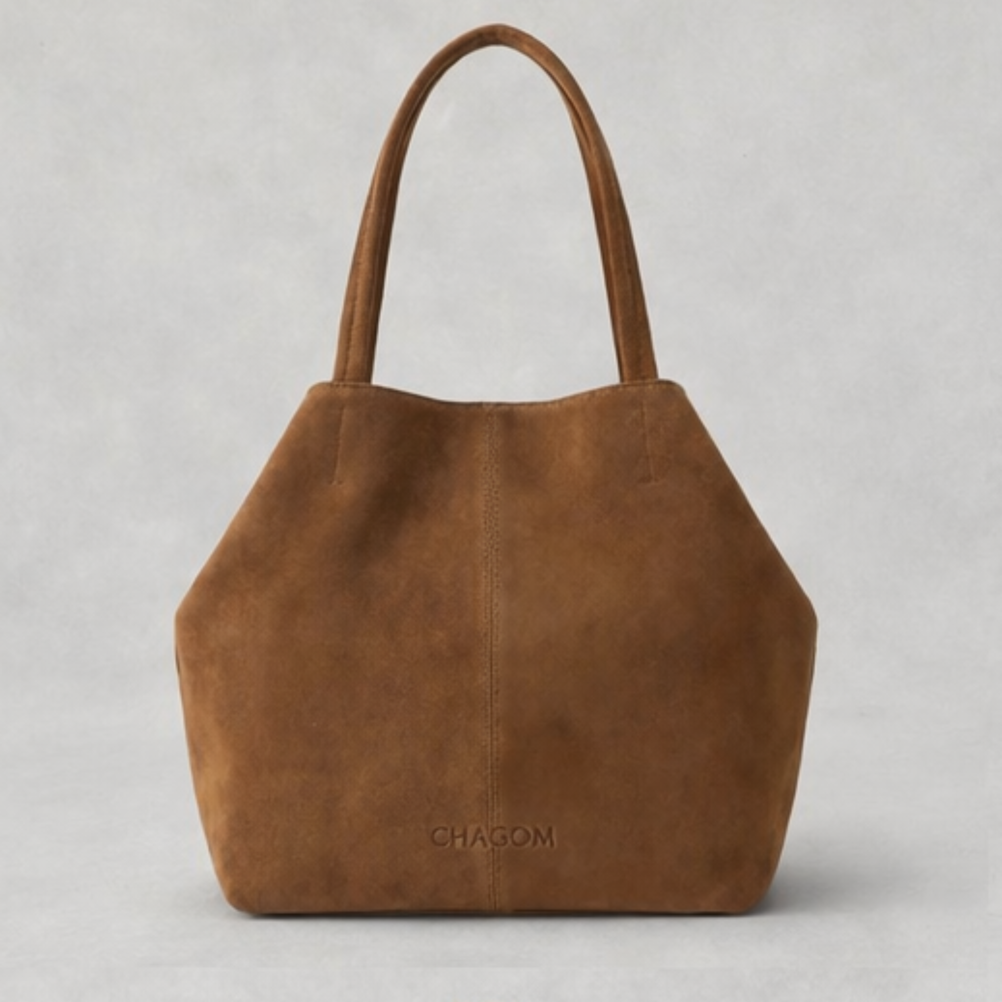 Shopper CHAGOM de serraje marrón, vista frontal