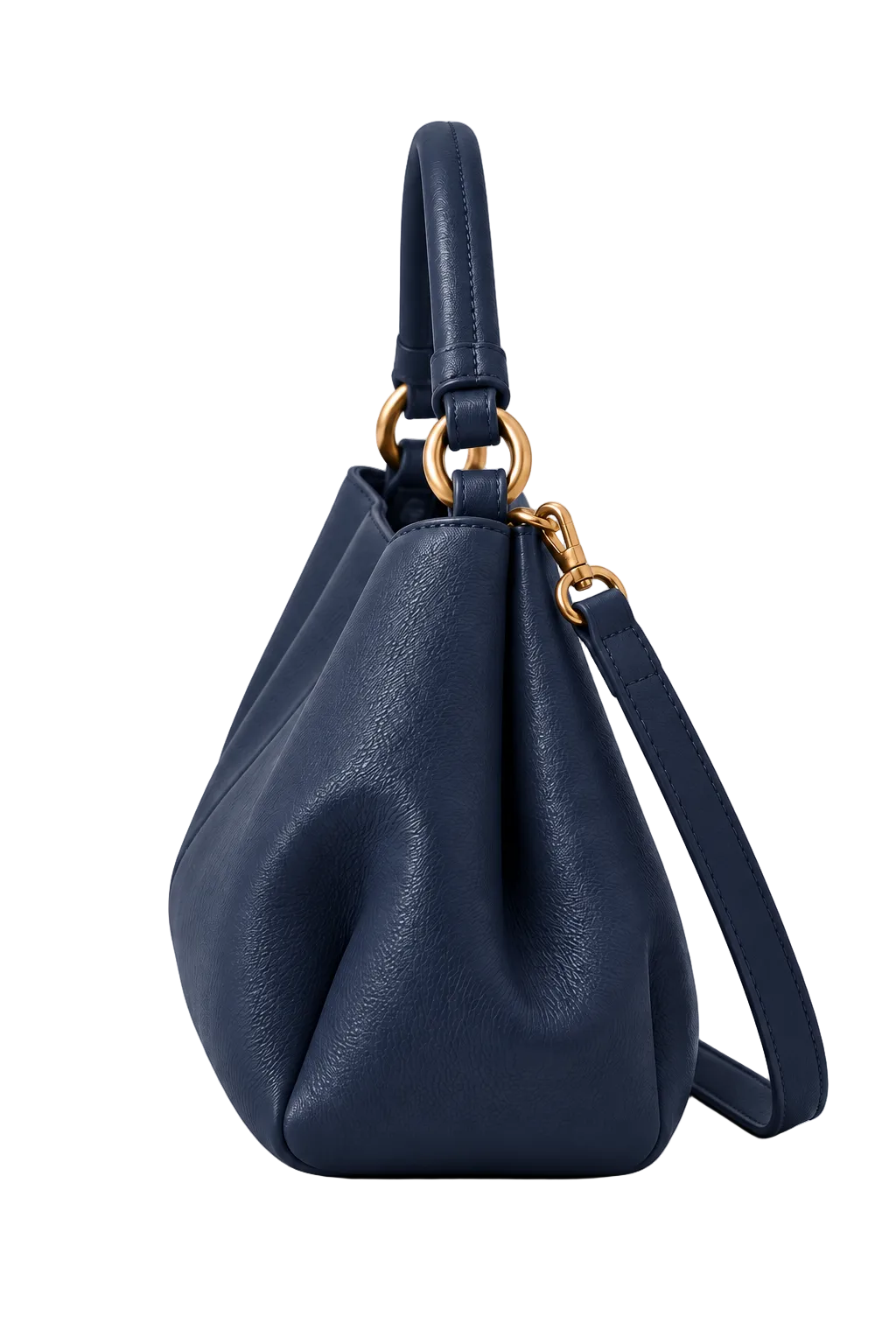 Bolso de hombro de piel ETER 40 color azul marino de CHAGOM, vista tres cuartos#Color_Azul marino