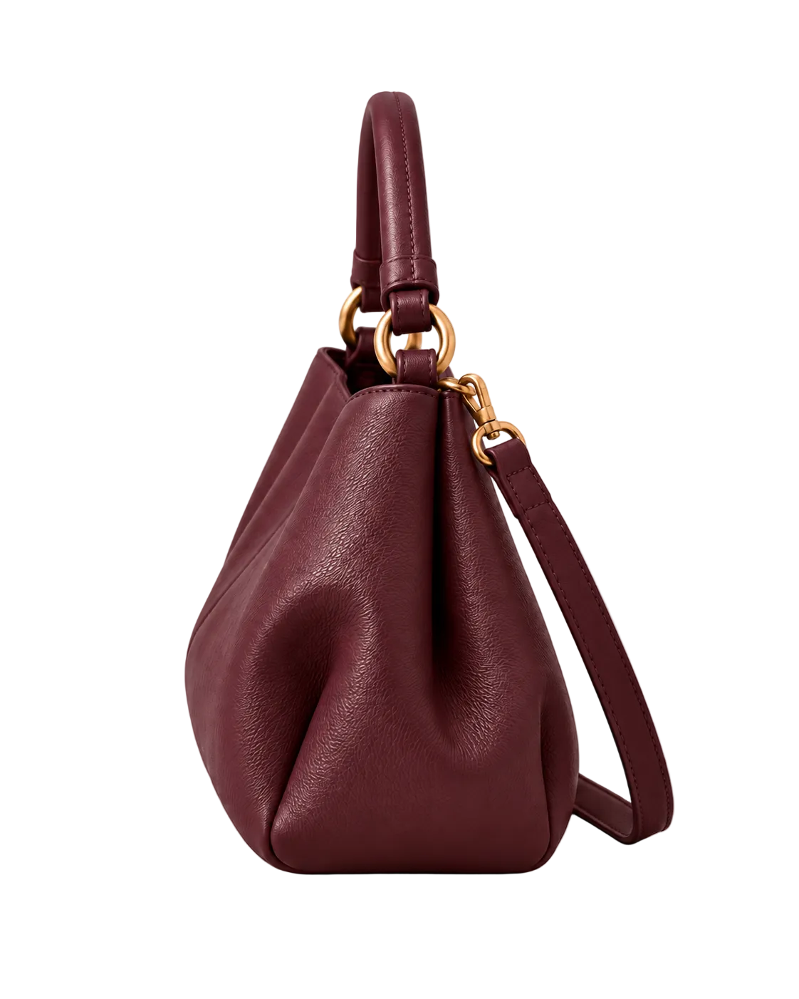 Bolso de hombro de piel ETER color burdeos de CHAGOM, vista lateral#Color_Burdeos