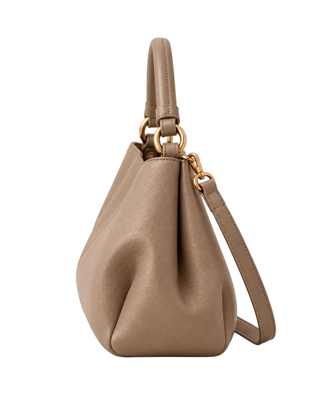 Bolso de hombro de piel ETER color taupe de CHAGOM, vista lateral#Color_Taupe