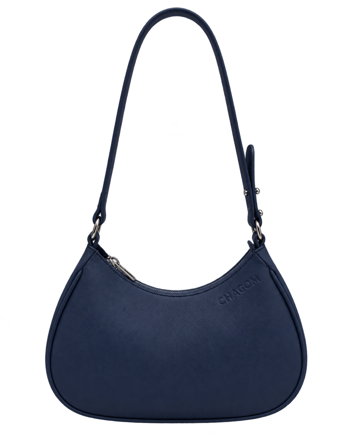 Bolso de hombro NUBE de CHAGOM en piel azul marino, vista frontal