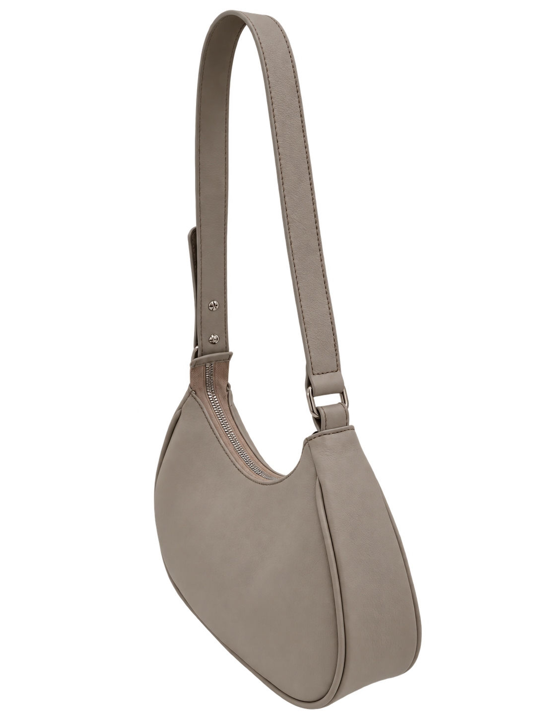 Bolso de hombro NUBE de CHAGOM en piel taupe, vista tres cuartos izquierda