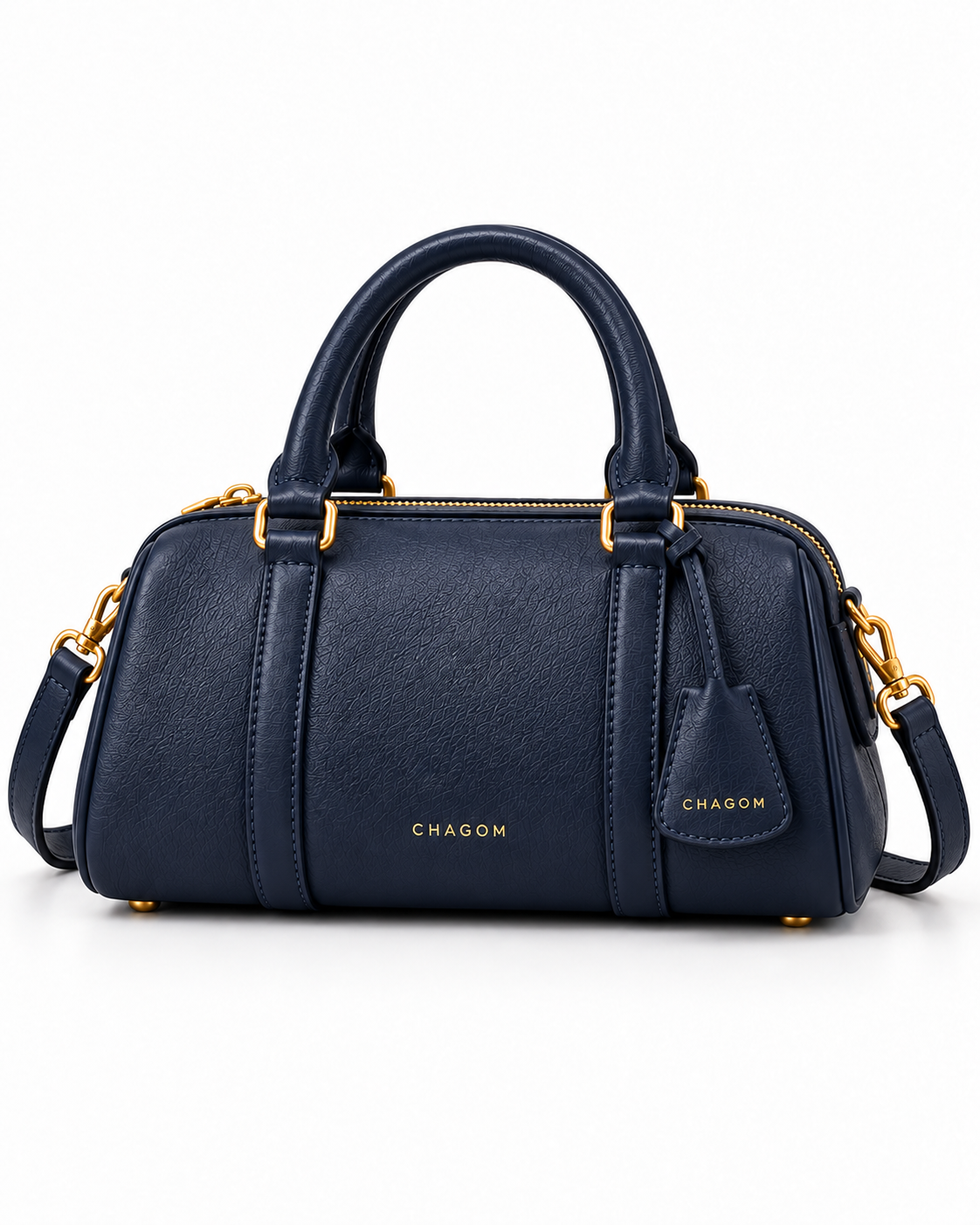 Bolso de mano de piel PÓRTICO color azul marino de CHAGOM, vista frontal#Color_Azul marino